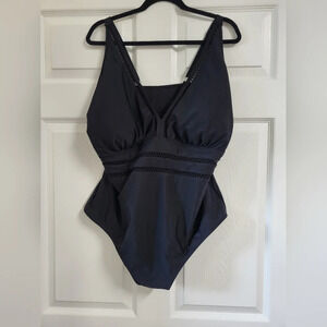 NWT  - DACI - Black,V-Neck, One Piece Swimsuit with Hollow Cutouts - Size 20W